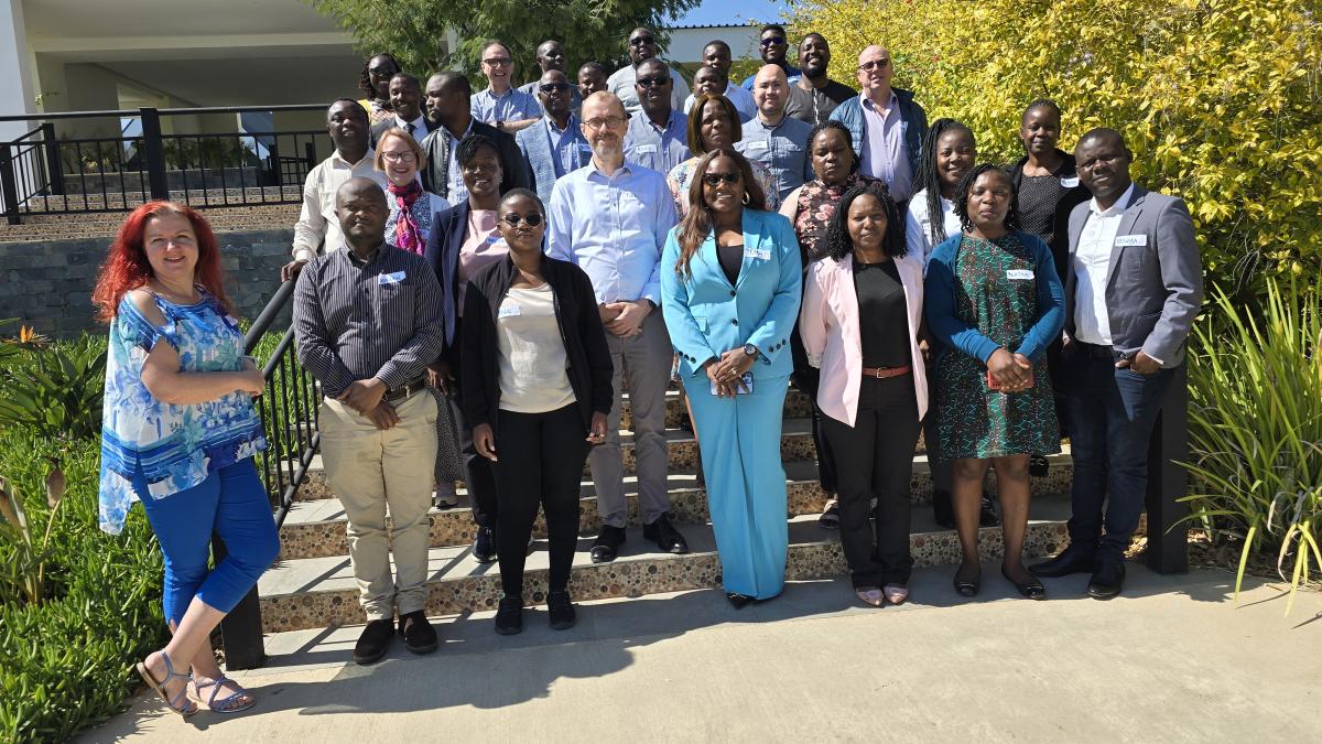 A group photo of the new Fleming Fund Fellows and team members in Zambia