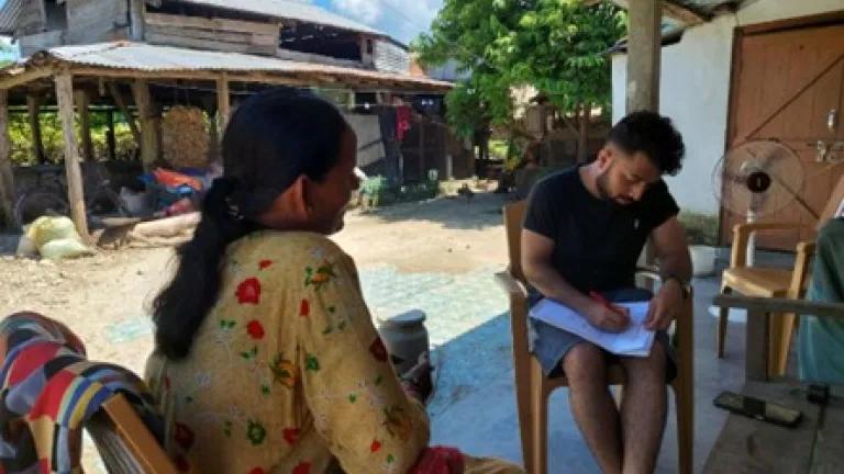 Photos of Siddhant interviewing smallholders 