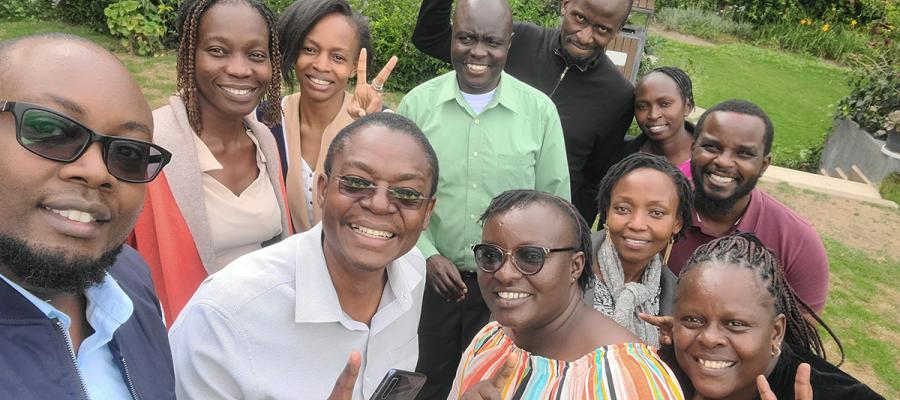 A group of smiling people