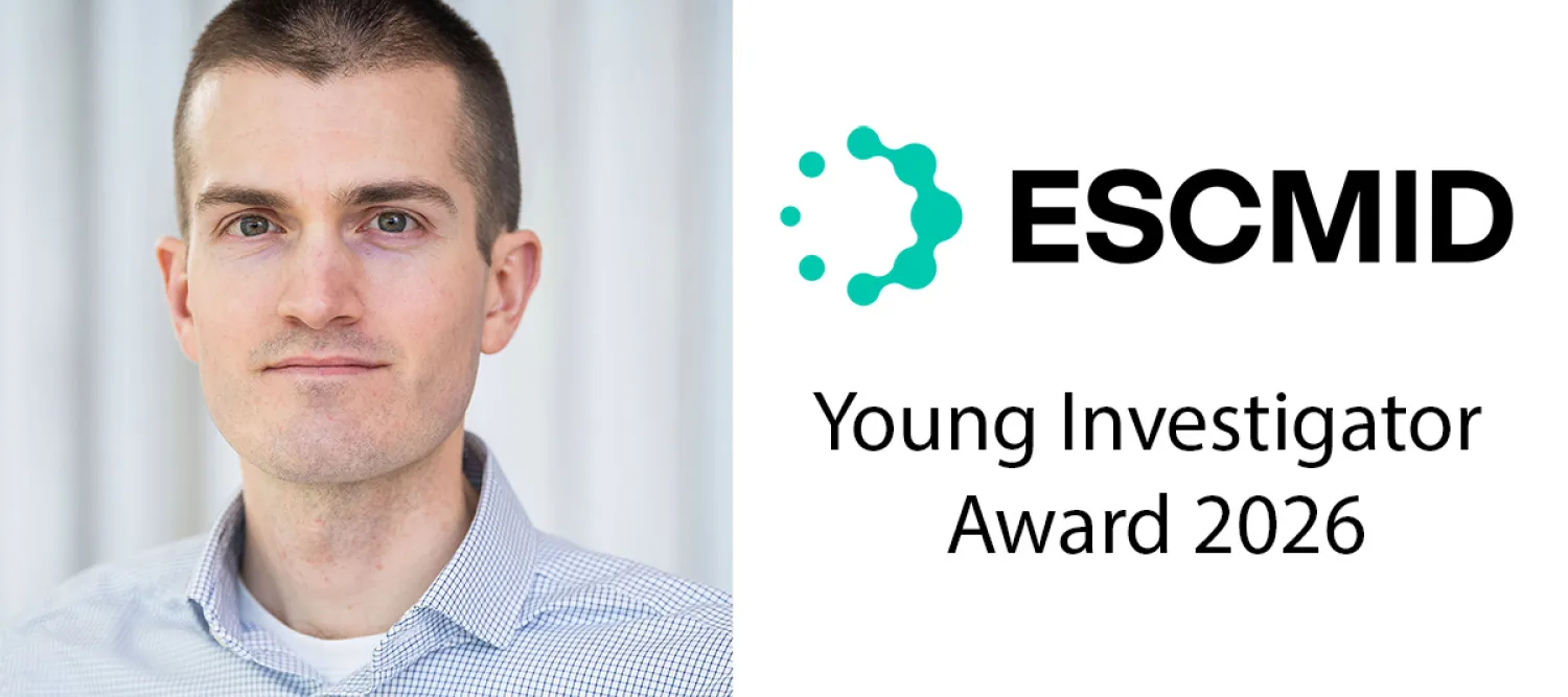 Photo portrait along side ESCMID logo