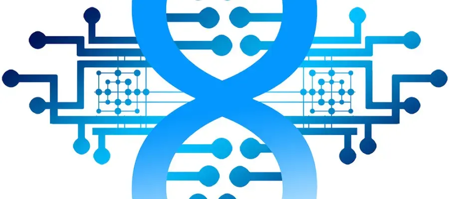 Graphic denoting DNA mloecule with connecting nodes