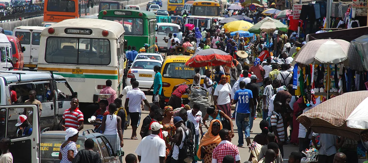 Crowded street in Ghana