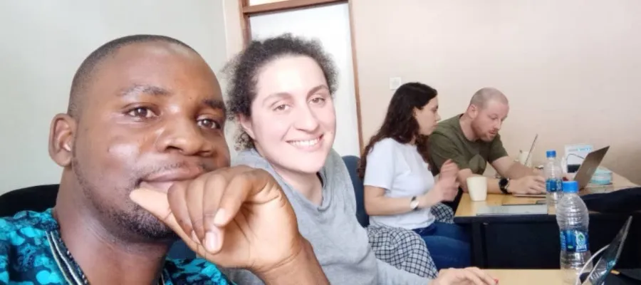 Williams Mwantoma and Dr. Mazeri's Team from Edinburgh working together on data cleaning