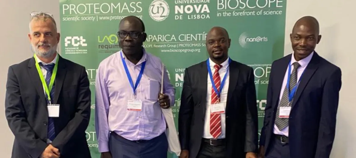 L to R: Prof. Capelo Jose - main organiser of the conference, Christopher Amandu - Uganda Cohort 2 fellow, Musa Sekamatte and Michael Kimaanga - Uganda Policy fellows