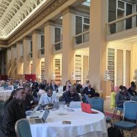 Group of people in the Playfair library