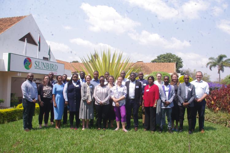 A group photo of the new Fleming Fund Fellows and team members in Malawi