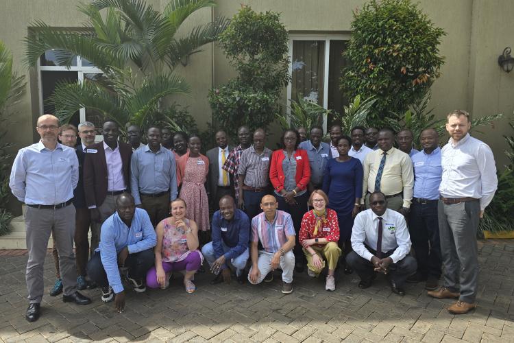 A group photo of the new Fleming Fund Fellows and team members in Uganda