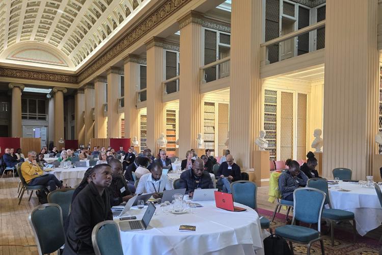 Group of people in the Playfair library