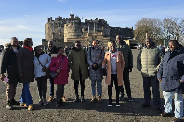Group of people on Edinburgh Castle esplanade