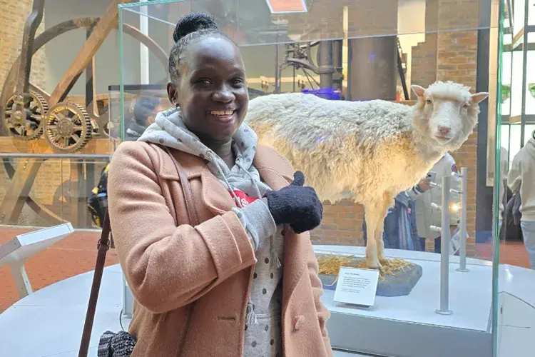Person with Dolly the Sheep