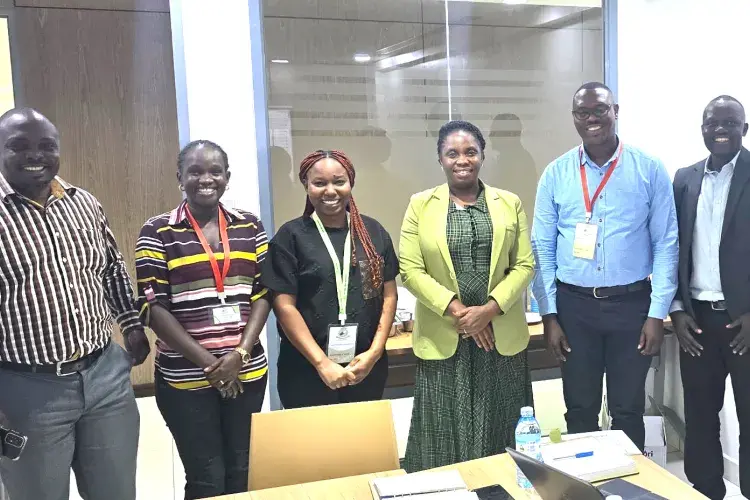 A group of people in an office