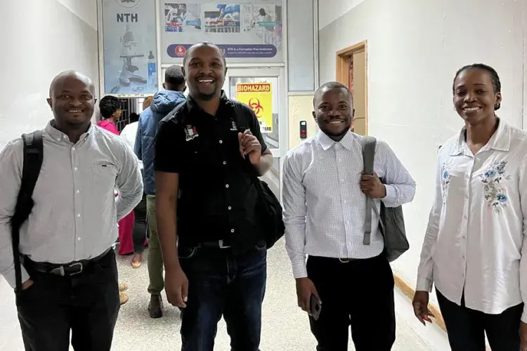 Group of people in Ndola Teaching Hopsital - Adrian Mwuonge, Joseph Chizimu, Elijah Chinyante - February 2025