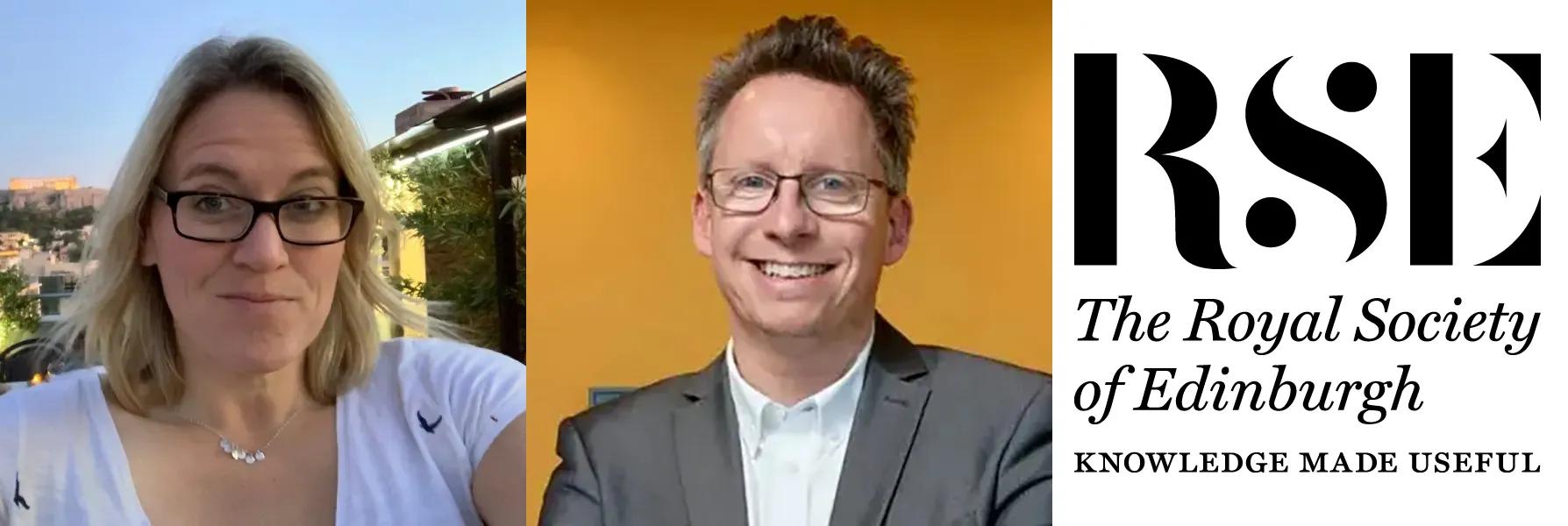 Photos of Amy Pedersen and Jonathan Fallowfield with RSE logo